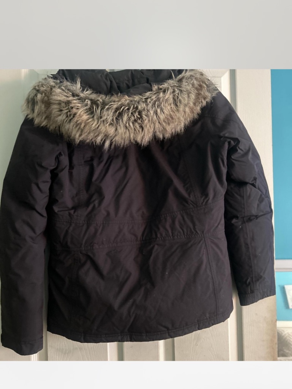 North Face Women's Black Puffer Jacket with Faux Fur Trim